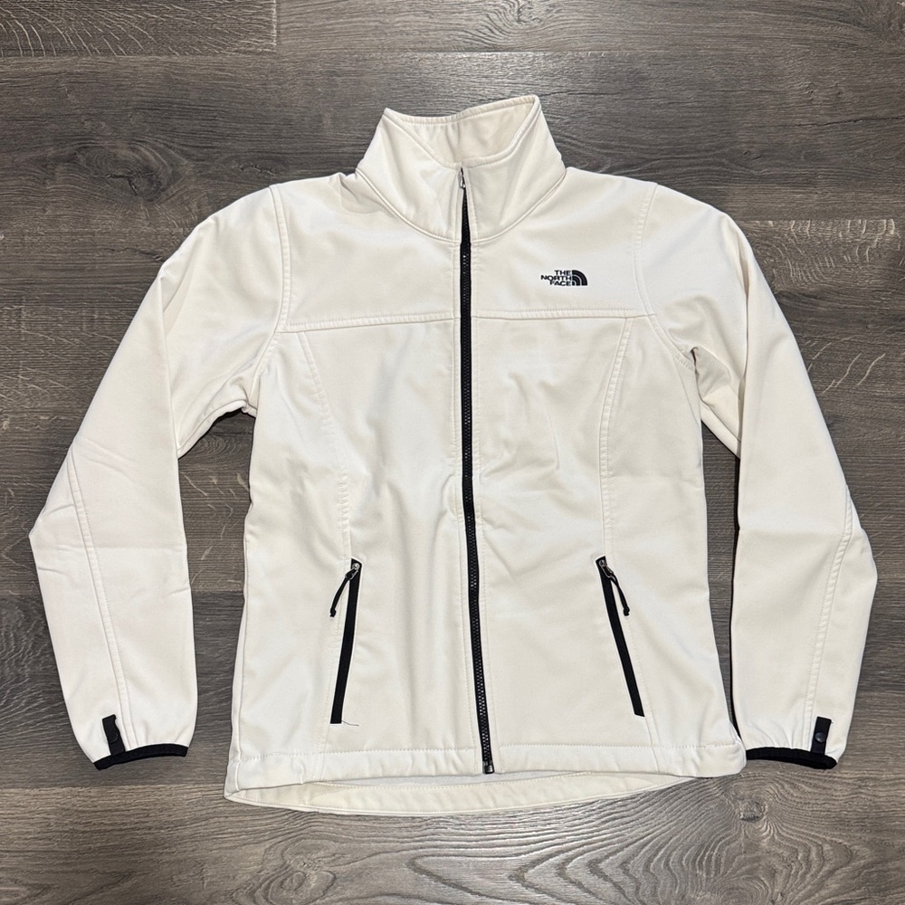 The North Face White Zip-Up Soft Shell Jacket